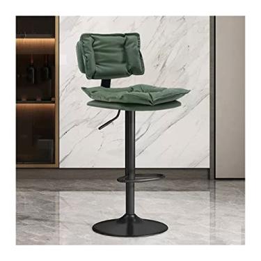 Imagem de GRFIT Cadeira de bar cadeira de bar de altura ajustável (63-83 cm) banco alto ilha simples caixa cadeira alta assento de couro PU bancos de bar ajustáveis (cor: branco)