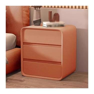 Imagem de Mesa de cabeceira toda de madeira maciça, três gavetas, mesa de cabeceira simples, bordas arredondadas, alça oculta, móveis de cabeceira, moldura de madeira maciça, mesa de cabeceira de microfibra em