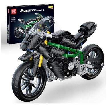 Imagem de Kit de Construção Moto Kawasaki Ninja H2R com 639 Peças para Crianças Acima de 8 Anos, Mold King, Preta