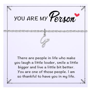 Imagem de Aesnefe Colar com inicial personalizada - You Are My Person - Presente para melhor amigo e amigo próximo - Presente de aniversário e Natal para ela, irmã, amiga ou esposa, Aço inoxidável, Sem Pedra
