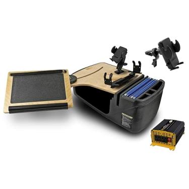 Imagem de AutoExec AE-RDFS-PI-PS-PM-VC-11M Mesa de alcance do banco dianteiro do carro e estação de trabalho portátil inversor de potência de 400 watts, suporte de impressora, suporte para telefone e clipe de