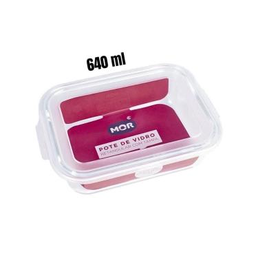 Imagem de Pote Hermético Marmita de Vidro Retangular 640ml Mor