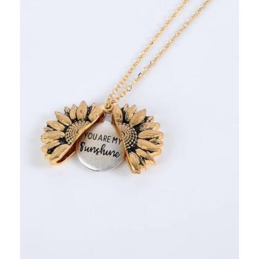 Imagem de Colar com medalhão de girassol, conjunto de colares para mulheres, 50cm, Liga de aço, Sem Pedra Preciosa