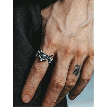 Imagem de Anel de caveira punk prateado vintage de aço inoxidável acessórios de moda exclusivos presentes criativos (tamanho 7)