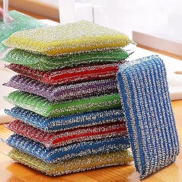 Imagem de 16 peças esponja dupla face escova de lavar louça reutilizável fio de aço esponja panela de limpeza de manchas de óleo ferramenta de limpeza de cozinha doméstica