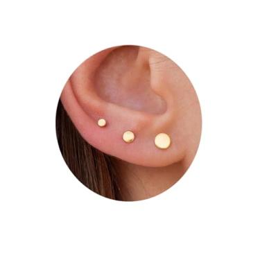 Imagem de Brinco de cartilagem de ouro prateado para mulheres, brincos sem fio, hipoalergênicos, tragus, concha, cartilagem, hélice, joias, 20 g, brincos de segundo furo plano para mulheres, conjunto de pilhas