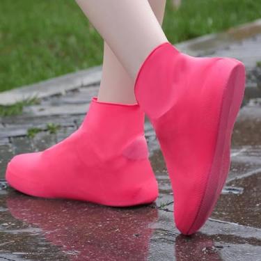 Imagem de Bota de chuva impermeável, reutilizável, ferramenta, botas de chuva dobráveis, sola antiderrapante, protetores de sapatos para limpeza, acampamento, viagens, Vermelho, 3 pares, Large Wide