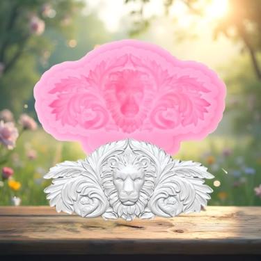Imagem de Moldes de silicone barroco europeu relevo leão rolagem molde de fondant de renda para decoração de bolos topo de cupcake doce chocolate polímero argila pasta de goma