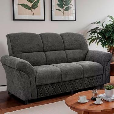 Imagem de Sofá 3 Lugares Cama Inbox Mourato 187cm De Largura Em Bouclé Cinza Escuro