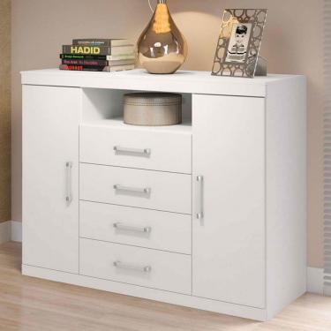 Imagem de Cômoda Lincon 2 Portas 4 Gavetas Branco - Pnr Móveis