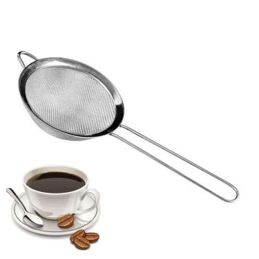 Imagem de Peneira Coador Metal Cozinha Suco Chás Alimentos Em Inox 28x12cm