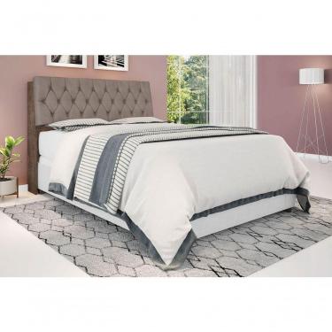 Imagem de Cabeceira Box Queen Isis Chocolate Com Capitonê Bege Escuro