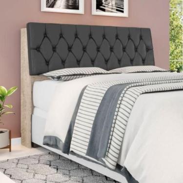 Imagem de Cabeceira Box Queen Isis Amarula Com Capitonê Preto