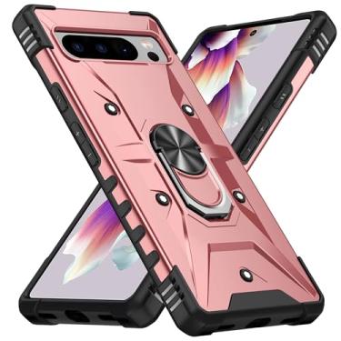 Imagem de SORAKA Capa para Google Pixel 8 Pro com suporte para anel,PC rígido e TPU macio,proteção dupla 2 em 1,compatível com suportes magnéticos para carros