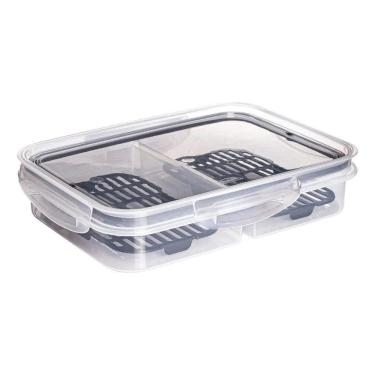 Imagem de 10X Pote Hermético Ret Com Escorredor 1L Plasutil Porta Fri