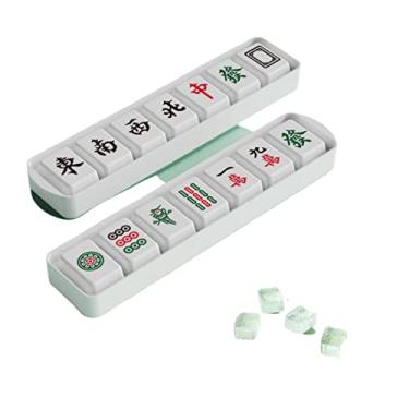 Imagem de Bandeja de cubo de gelo Mahjong com tampa, molde de máquina de gelo para freezer com recipiente, para resfriar uísque, coquetéis, café, vinho, fácil liberação livre de BPA (verde, 14 células)