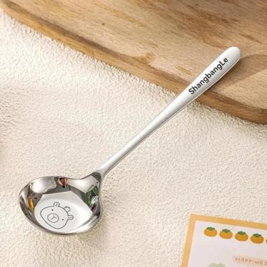 Imagem de Colheres de sopa de capivara de aço inoxidável, concha de cabo longo de desenho animado para sobremesa, café, uso na cozinha