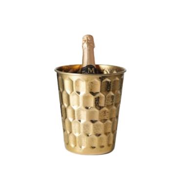 Imagem de Balde de gelo de aço inoxidável bicamada preservação do calor isolamento frio bonito KTV champanhe vinho tinto cerveja gelo bloco de gelo balde comercial (dourado)