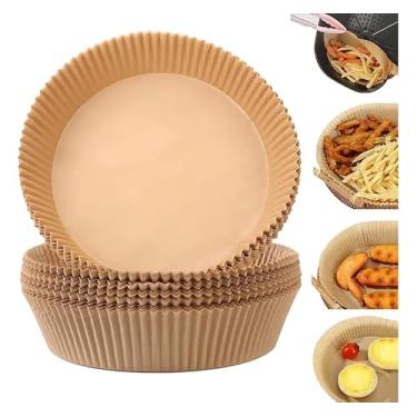 Imagem de Forma De airfryer Papel Descartável Redondo Antiaderente Forro de Fritadeira Kit com 50 Unidades