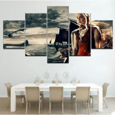 Imagem de Kit quadro decorativo 5 peças 95x60cm Daenerys Série Game Of