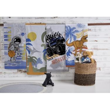 Imagem de Kit 4 Toalhas De Banho Menino Algodão 115x65cm Teka Kids Candy