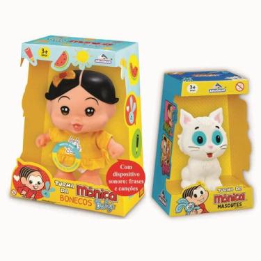 Imagem de KIT Boneca + Mascote Turma da Monica Baby Magali + Gatinho Mingau Fala