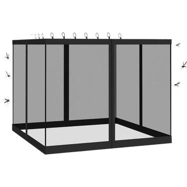Imagem de Tela de gazebo | 4 painéis para guarda-sol de gazebo - 3,5 x 3,5 m de malha à prova de mosquitos, ventilação resistente a UV para barraca de acampamento de praia, quintal, jardim