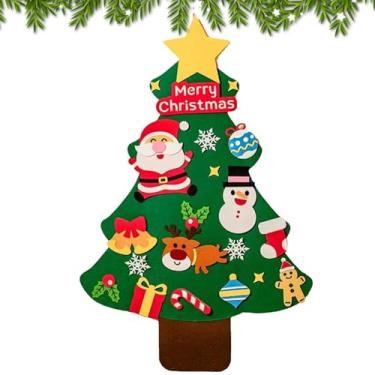 Imagem de Árvore de Natal de feltro infantil – Conjunto de árvore de Natal destacável, kit de artesanato com 21 ornamentos, decoração de Natal para porta e parede