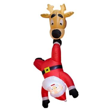 Imagem de oshhni Enfeite de Natal inflável de rena e Papai Noel, grande, leve, às intempéries, decoração natalina original com luzes.