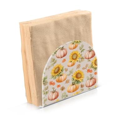 Imagem de ATTX Porta-guardanapos de acrílico de ação de graças com design de abóboras de girassóis de outono - organizador de mesa decorativo para cozinha, restaurante, decoração de férias de casa #581