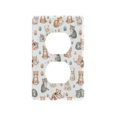 Imagem de Blueangle Placa de parede Cat Duplex Outlets, tamanho padrão, placas de cobertura de tomada elétrica de 1 gangue para decoração de quarto de escritório em casa, 4,53 x 2,76 polegadas (209)