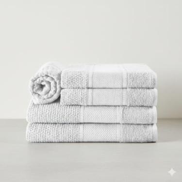 Imagem de Kit Toalha de Banho e Rosto 5 Pçs 100% Algodão 400 g/m2 Fio Duplos - Luxo, maciez e alta absorção - Branco