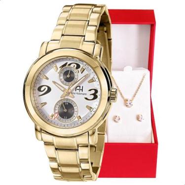Imagem de Relógio Feminino Champion Ana Hickmann Dourado AH30291H MultiFunção Co