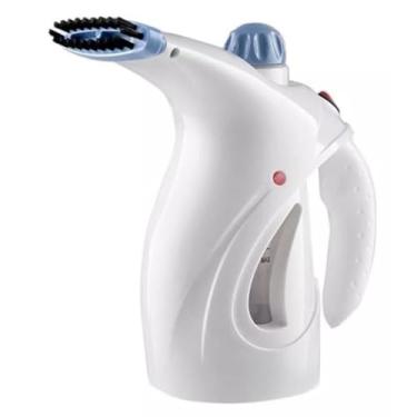 Imagem de Ferro a Vapor Portátil Vertical, Branco e Azul, Passadeira de Roupas Manual com Escova
