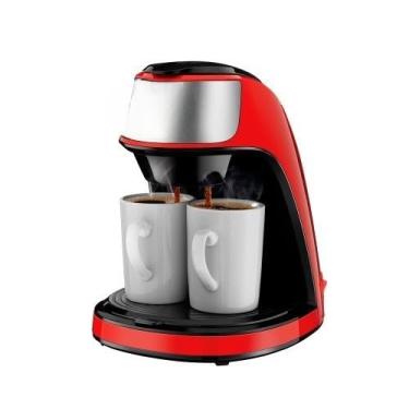 Imagem de Cafeteira elétrica vermelha - capacidade para 2 chávenas, design compacto para uso único, ideal para o pequeno-almoço e escritórios domésticos (220V)