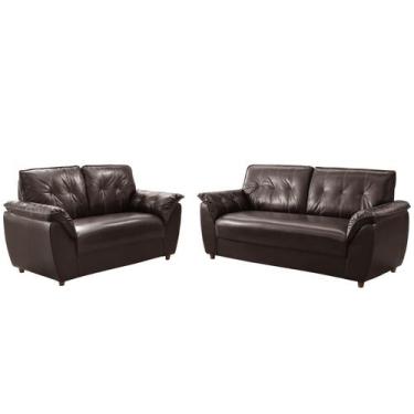 Imagem de Sofá Rondomóveis 3 e 2 lugares R220 Cosmo revestimento em P.U  Café - 