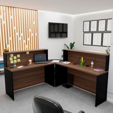 Imagem de Balcão Atendimento de Canto em L Recepção Consultório 140x60cm - Netmo