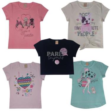 Imagem de Kit 2 Blusinhas Feminina Básica Baby Look Cotton Verão Estampas divers
