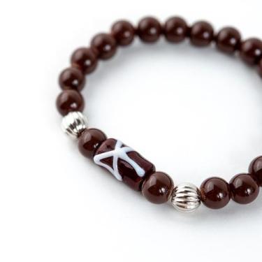 Imagem de Pulseira Xangó Firma Marrom Cristal e Silicone - Lua Mística