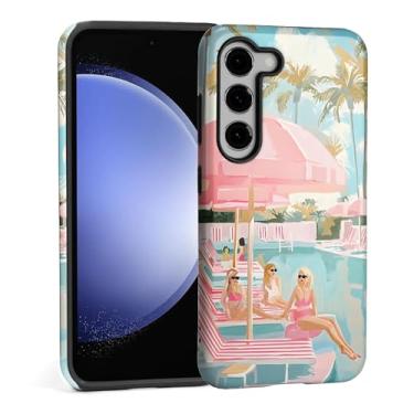 Imagem de TAMEFOX Capa para Samsung Galaxy S23 FE, capa protetora antiqueda contra arranhões para mulheres - rosa piscina feminina férias de verão