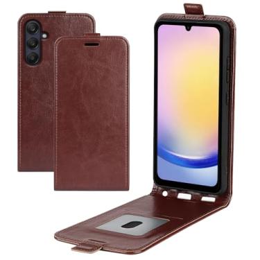 Imagem de XZDWH Capa de telefone para Samsung Galaxy A26 5G, capa de telefone flip vertical fina de couro PU capa protetora com fecho magnético com slot para cartão para Samsung Galaxy A26 5G (marrom)