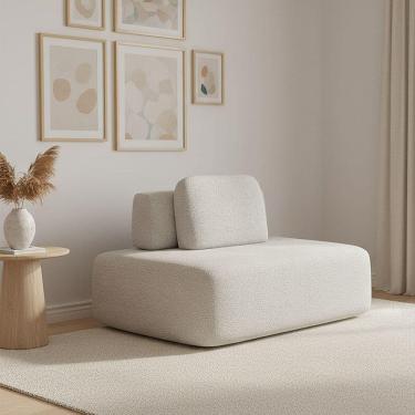 Imagem de Sofá Módulo Central 140cm Orgânico Sala Berlim Bouclê K01 - D`rossi Cinza Claro