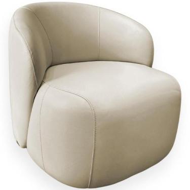 Imagem de Poltrona Giratória Orgânica Para Sala Living Heidy L06 Couro Off White