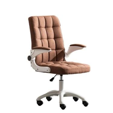 Imagem de CFGH6FDF Cadeira de trabalho para escritório em casa com apoios de braço ajustáveis, cadeira de escritório de tecido macio e confortável, cadeira de estudo, assento giratório médio, cadeiras de mesa