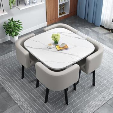 Imagem de Conjunto de mesa de jantar, quadrado pequeno escritório recepção sala clube mesa e cadeira combinação, mesa de negociação, mesa de conferência, para sala de recepção, sala de estar, escritório