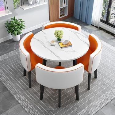 Imagem de Conjunto de mesa de jantar para 4, mesa de jantar redonda e conjunto de cadeiras, mesa de conferência recepção e cadeiras, mesa de cozinha com 1 mesa e 4 cadeiras, para sala de estar e varanda de