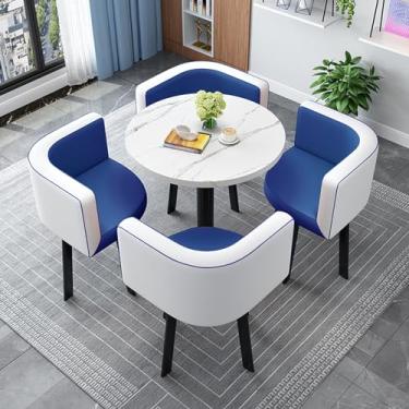 Imagem de Conjunto de mesa de negociação e cadeira, mesa de clube de sala de recepção de escritório, conjunto de mesa de jantar redonda simples, mesas de conferência, conjunto de mesa de centro e cadeira (cor
