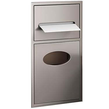 Imagem de Nicho de chuveiro de aço inoxidável - Suporte de armazenamento embutido e suporte de papel higiênico com lixeira para banheiro, cozinha e sala de estar (preto, 20 x 52 x 13,5 cm - 8 x 20 x 5,3 pol.)