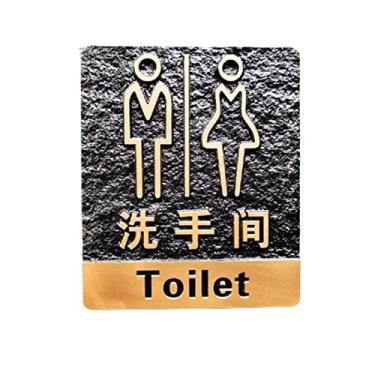 Imagem de Hastes ocas de poliuretano personalizado acrílico antigo 3D placa de parede porta vaso sanitário hotel casa número adesivos de endereço (C,18 x 20 cm)