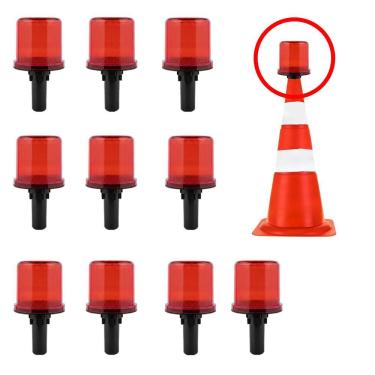 Imagem de Sinalizador Viario Solar Kit 10 Uni Sinalizacao Viaria Cone Rodovia Estrada Alerta Emergencia